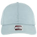 Powder blue cap with a label on a white background