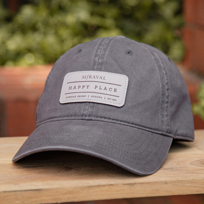 Custom HAPPY PLACE Otto Cap Garment Washed Cotton Dad Cap