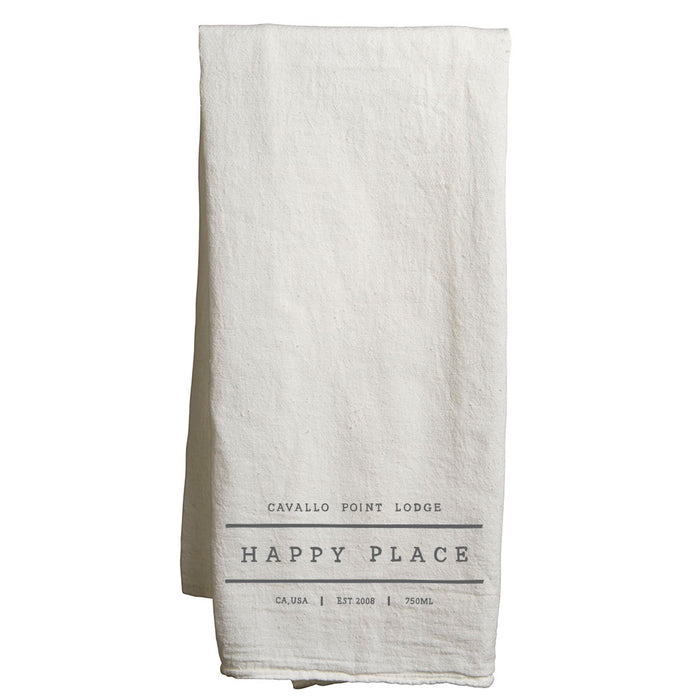 Custom HAPPY PLACE Flour Sack Tea Towels - White