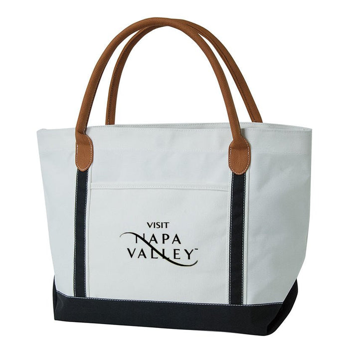 Custom BRAND / LOGO 18 Oz. Boat Tote W/ Vegan Leather