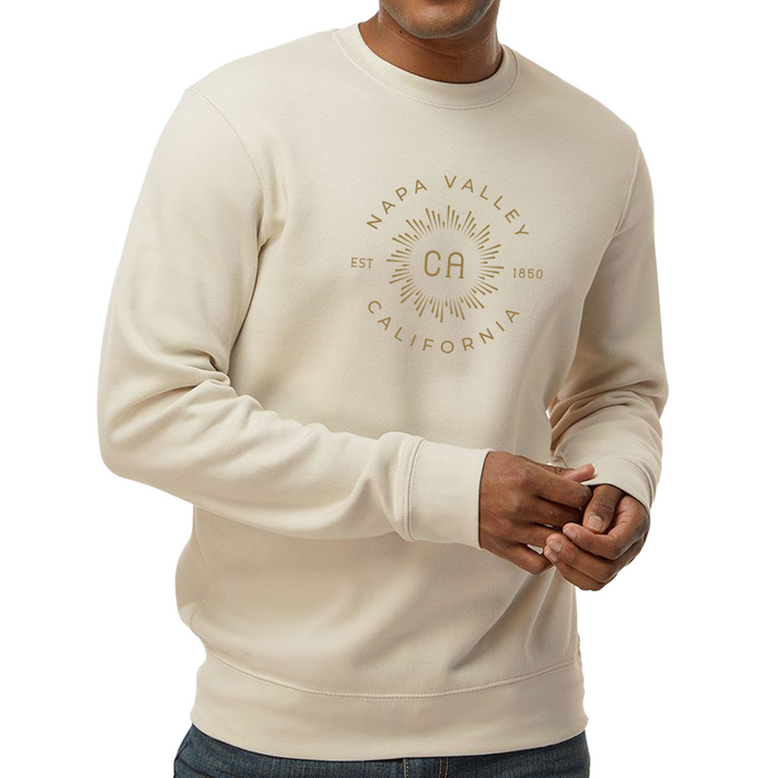 Custom Wholesale J. America Unisex 7.5 Oz. BTB Fleece Crewneck Sweatshirt Printed in BURST COLLECTION Design