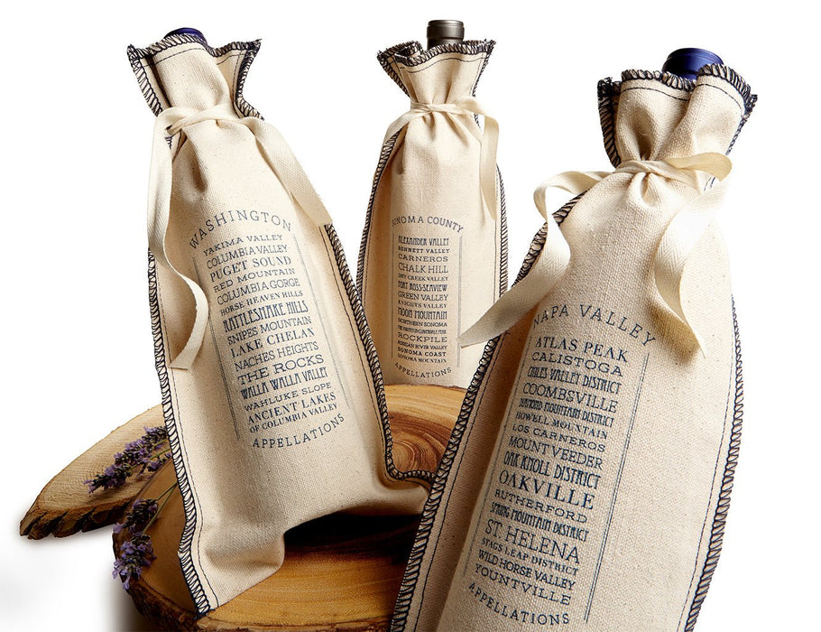 Custom APPELLATION 10 Oz. Cotton Overstitch Wine Gift Bag