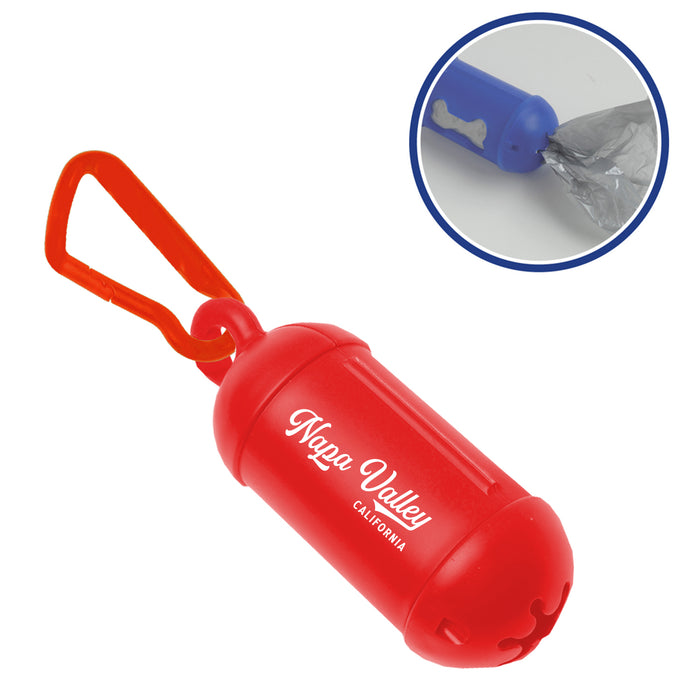 Custom BRAND / LOGO Bag Dispenser w/ Carabiner Pin