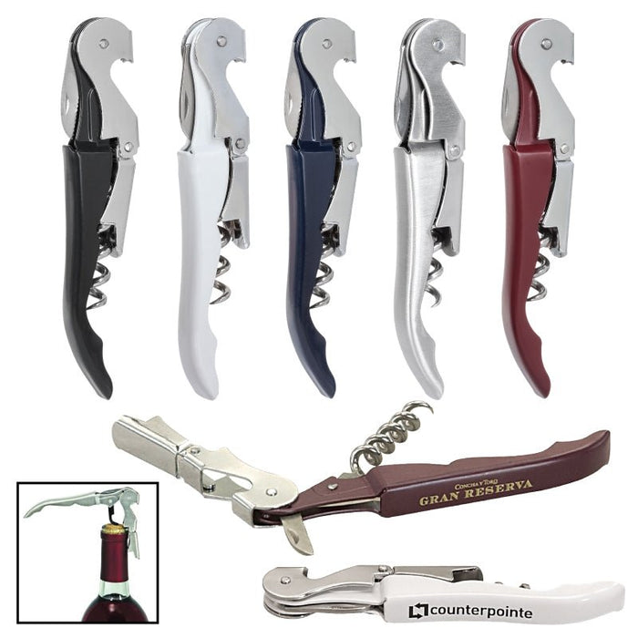 Custom BRAND / LOGO STD Stainless Double Hinged Corkscrew