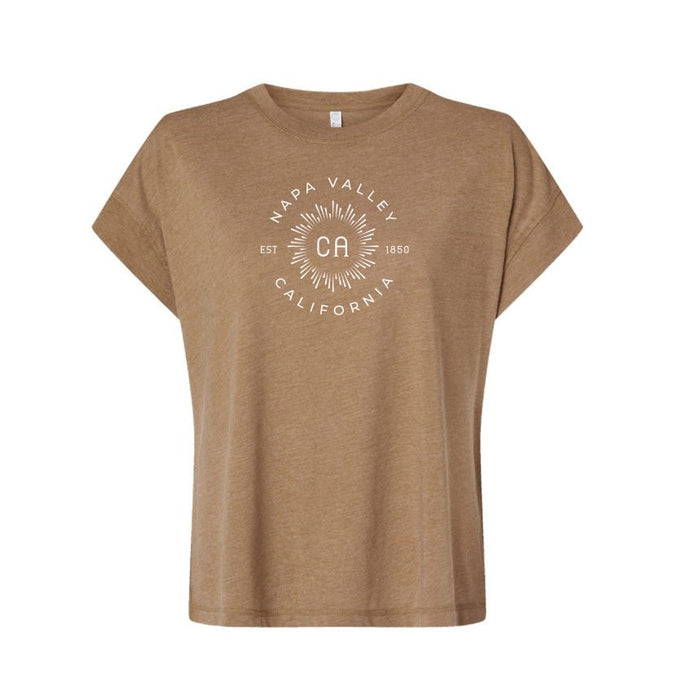 Custom BURST Live & Tell Ladies 5.7 Oz. Relaxed Deep Crew Neck Drop Shoulder Short Sleeve Vintage Wash Jersey T-Shirt