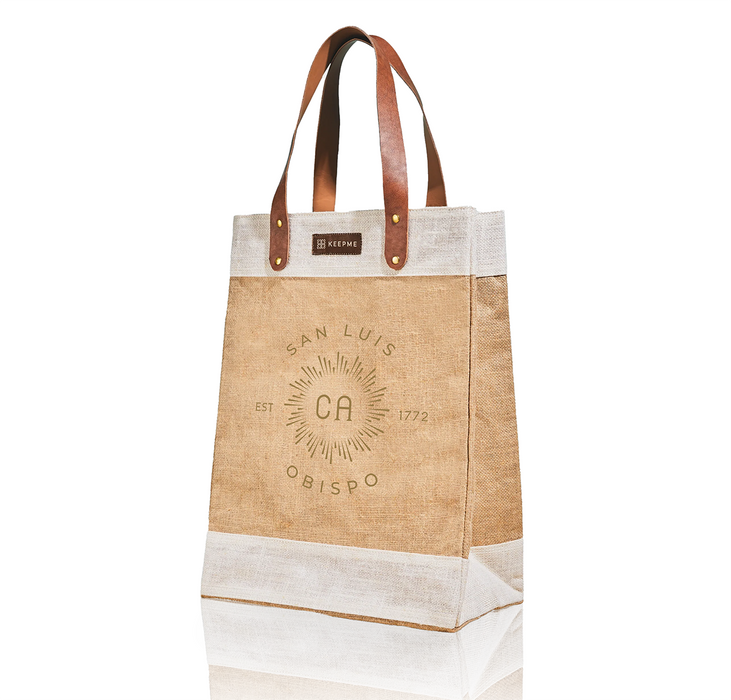 Custom BURST Leather Keep Me Tall Jute Tote