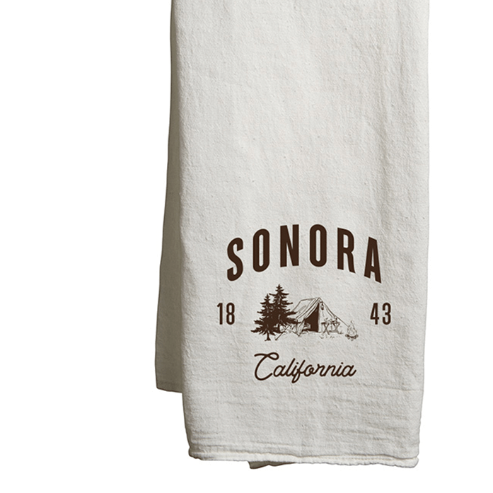 22" x 38" Flour Sack White Tea Towels Printed with a Customizable CAMPING COLLECTION Design