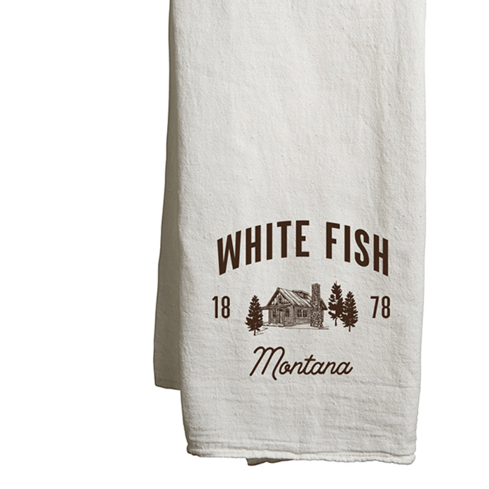 22" x 38" Flour Sack White Tea Towels Printed with a Customizable CABIN COLLECTION Design (Copy)