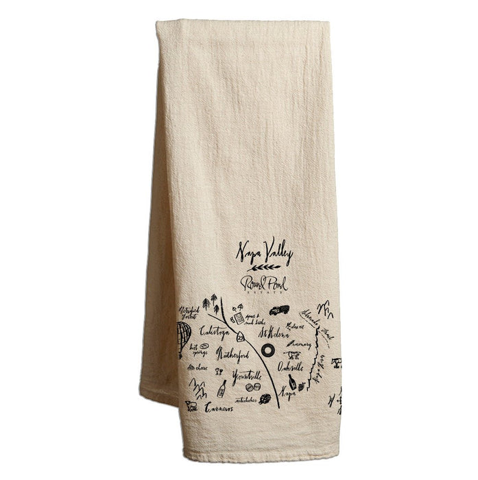 22" x 38" Flour Sack Natural Tea Towels Printed with a Customizable CALLIGRAPHY MAP Design