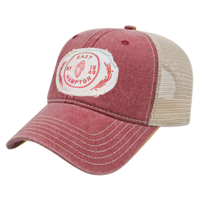 Custom COASTAL Cap America Unisex Pigment Dyed Trucker with Cap with Embroidered Frayed Patch