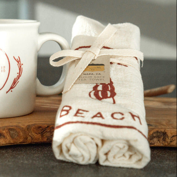 Custom COASTAL Flour Sack Tea Towels - White