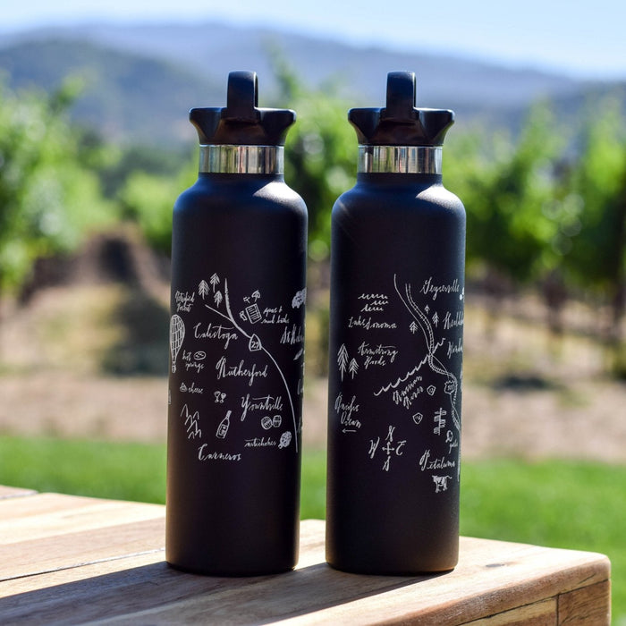 Custom CALLIGRAPHY MAP 24 Oz Stainless Gear Water Bottle