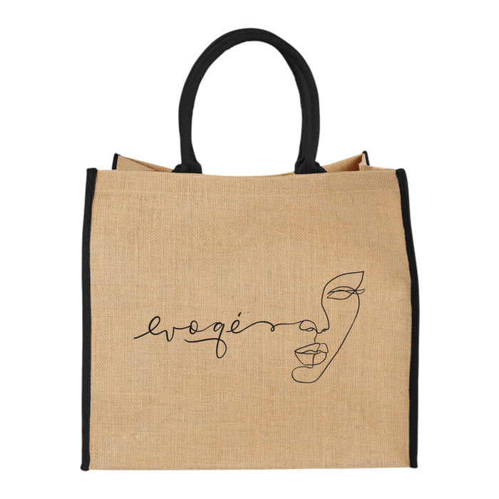 Custom BRAND / LOGO Large Jute Shopper Tote