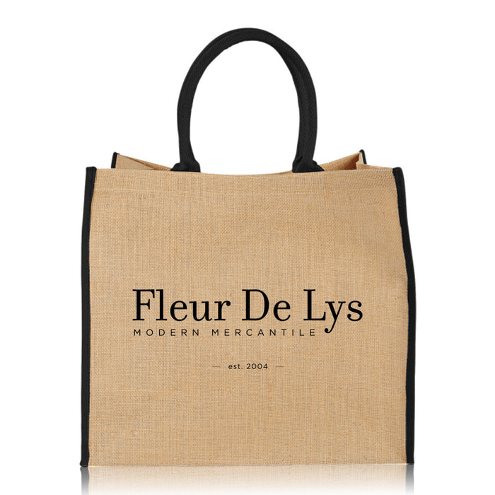 Custom BRAND / LOGO Large Jute Shopper Tote