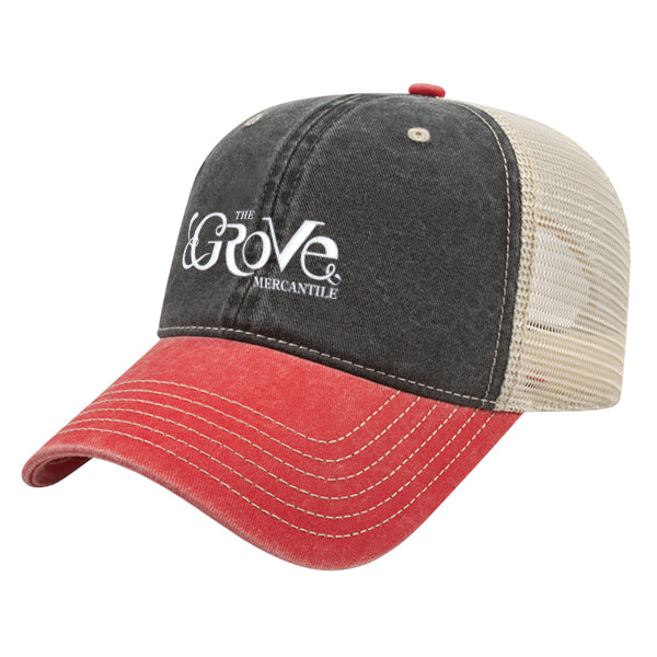 Custom BRAND / LOGO Cap America Pigment Dyed Trucker Cap with Woven Patch Marrowed Label