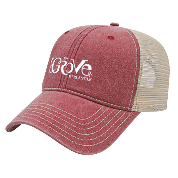 Custom BRAND / LOGO Cap America Pigment Dyed Trucker Cap with Woven Patch Marrowed Label