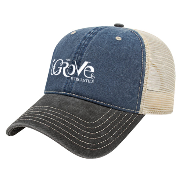 Custom BRAND / LOGO Cap America Pigment Dyed Trucker Cap with Woven Patch Marrowed Label