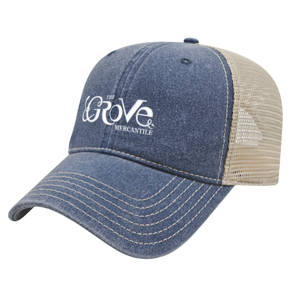 Custom BRAND / LOGO Cap America Pigment Dyed Trucker Cap with Woven Patch Marrowed Label