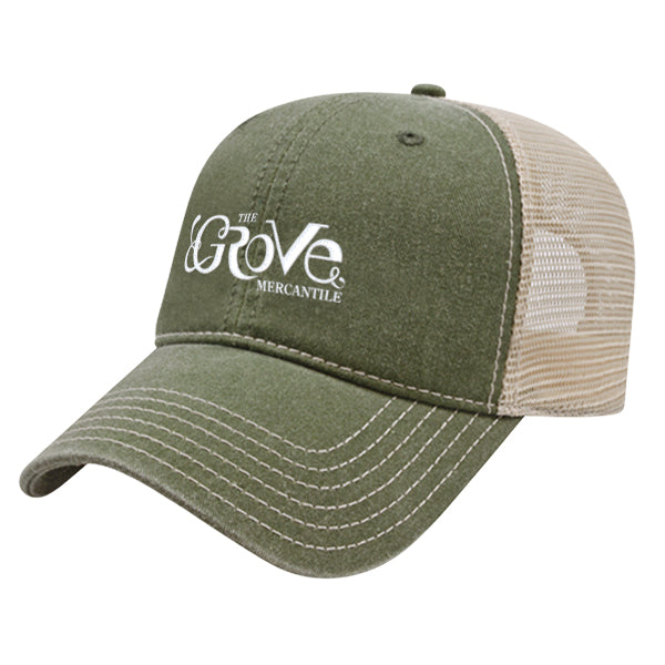 Custom BRAND / LOGO Cap America Pigment Dyed Trucker Cap with Woven Patch Marrowed Label