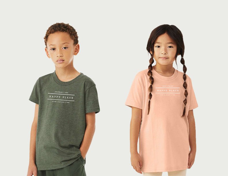 Bella + Canvas Unisex 3.6 Oz. Youth CVC Jersey Tee Printed with a Customizable HAPPY PLACE COLLECTION Design
