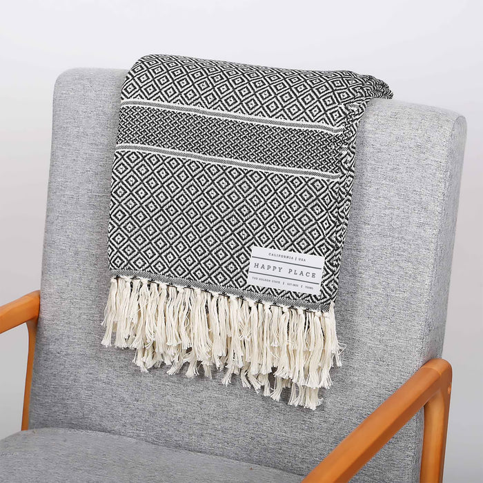 Custom HAPPY PLACE reGen rPET Woven Throw Blanket