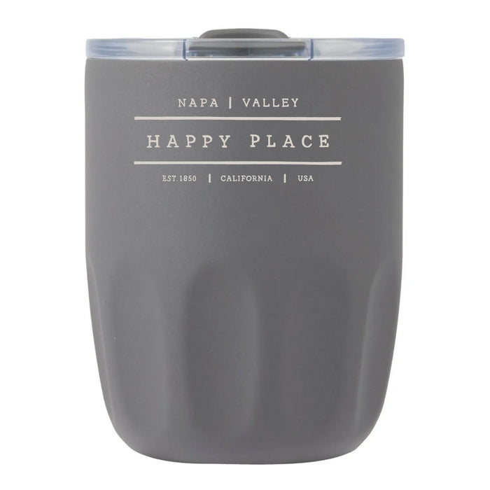 Custom HAPPY PLACE 10 Oz Vacuum Coffee Cup with Ceramic Lid