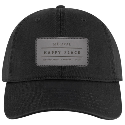 Custom HAPPY PLACE Otto Cap Garment Washed Cotton Dad Cap