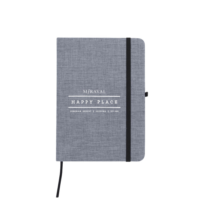 Custom HAPPY PLACE Polycanvas Cover Heathered Journal
