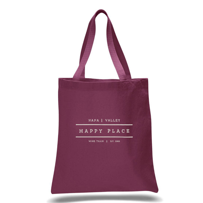 Custom Wholesale 12 Oz. Colored Canvas Simple Tote Bag Printed in HAPPY PLACE COLLECTION Design