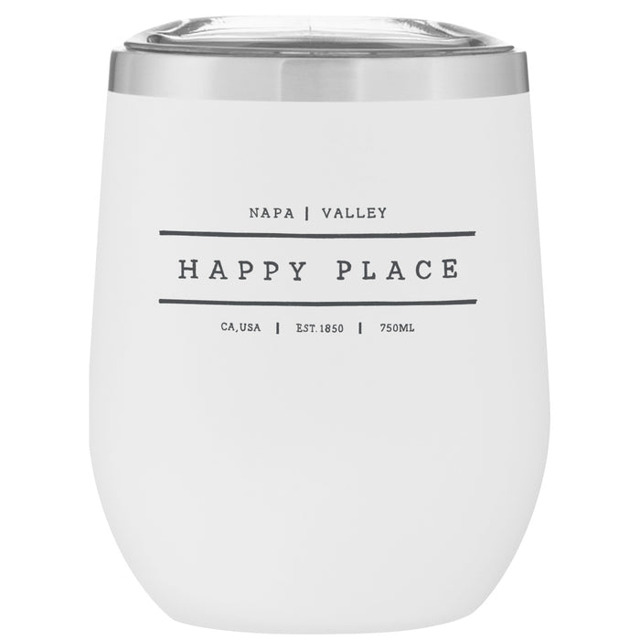 Custom HAPPY PLACE 12 Oz. Insulated Stemless Wine Cup