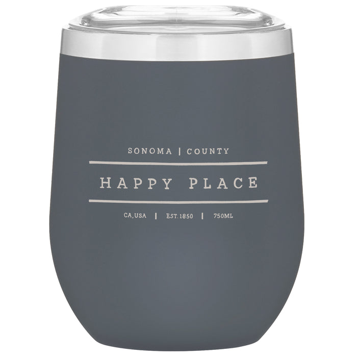 Custom HAPPY PLACE 12 Oz. Insulated Stemless Wine Cup