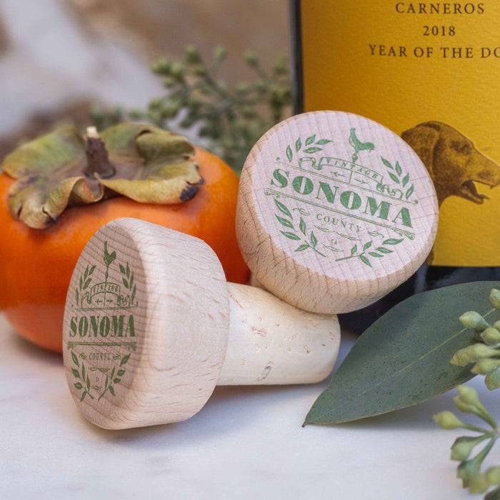 Custom BRAND / LOGO Beechwood Wine Stopper Cork