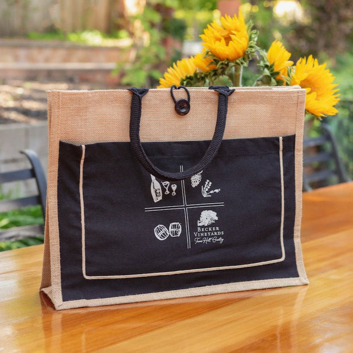 Custom  SQUARES  Jute Tote Colored Canvas Button Pocket