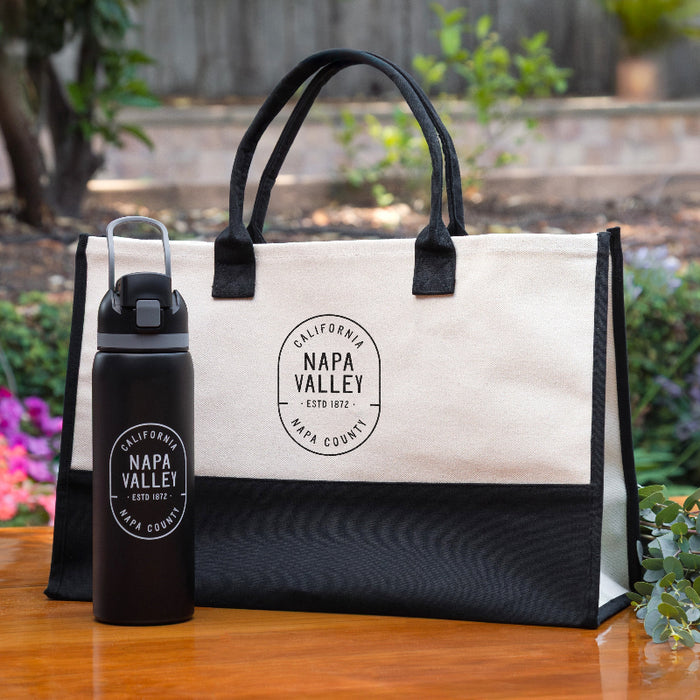 Custom CAPSULE 20 Oz. Cabana Tote Black Handles Printed