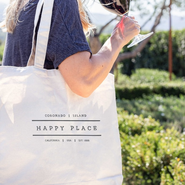 Custom HAPPY PLACE 10 Oz. Natural Canvas Market Tote
