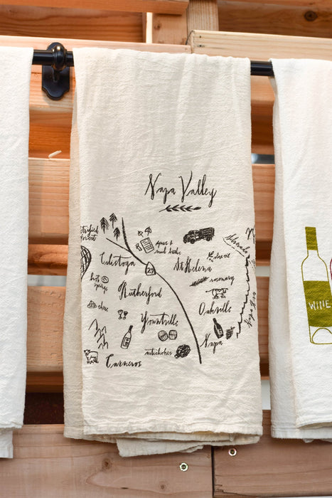 22" x 38" Flour Sack Natural Tea Towels Printed with a Customizable CALLIGRAPHY MAP Design