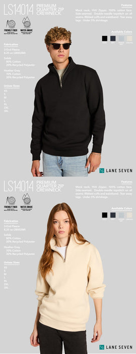 Custom Wholesale Lane Seven Unisex Premium Quarter Zip