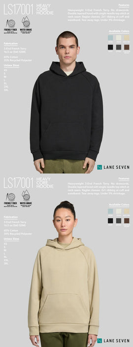 Custom Wholesale Lane Seven Unisex 16.5 Oz. Heavy Core Hoodie