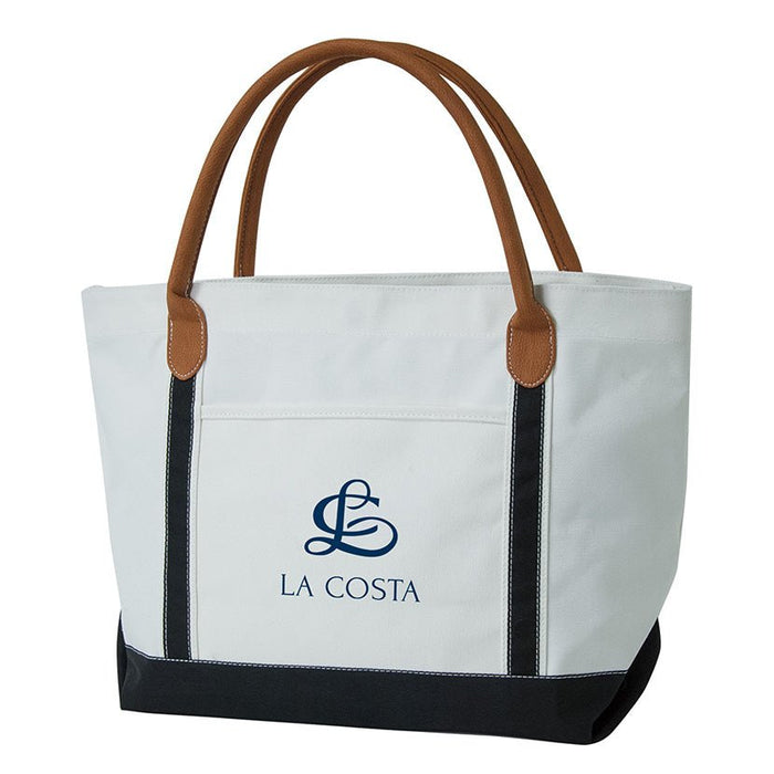 Custom BRAND / LOGO 18 Oz. Boat Tote W/ Vegan Leather