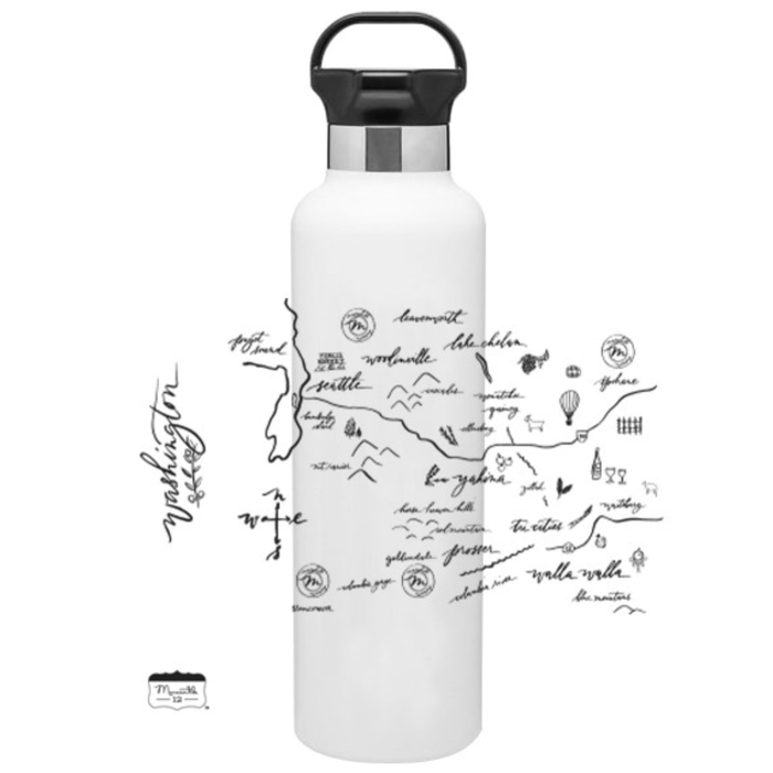 Custom CALLIGRAPHY MAP 24 Oz Stainless Gear Water Bottle