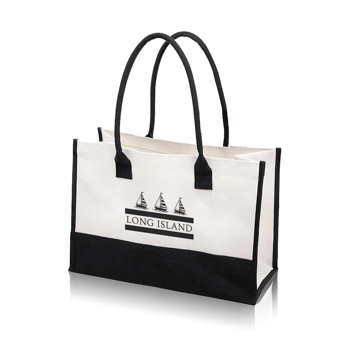 Custom BRAND / LOGO 20 Oz. Cabana Tote W/ Black Handle