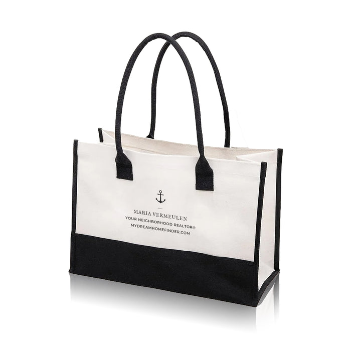 Custom BRAND / LOGO 20 Oz. Cabana Tote W/ Black Handle