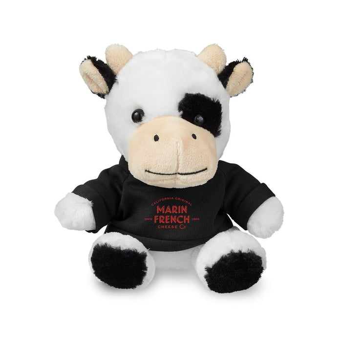 Custom BRAND / LOGO 6" Black/White Cuddly Cow In Custom Tee