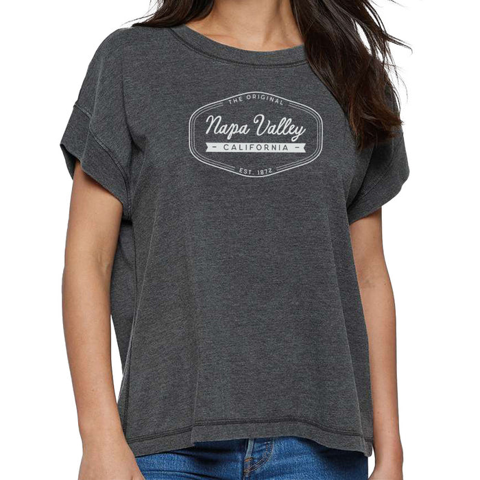Live & Tell Ladies 5.7 Oz. Relaxed Deep Crew Neck Drop Shoulder Short Sleeve Vintage Wash Jersey T-Shirt