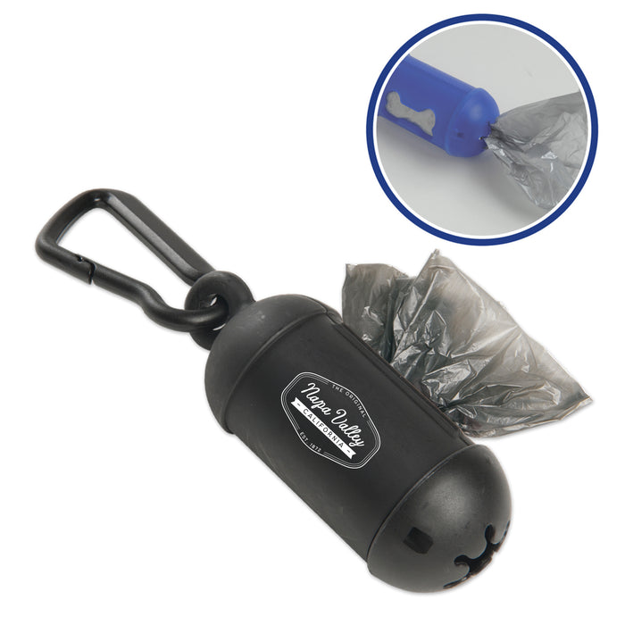 Custom BRAND / LOGO Bag Dispenser w/ Carabiner Pin