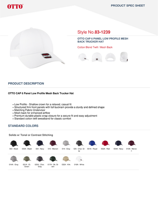 Custom LUCKY Otto Cap Corduroy 6 Panel Low Profile Mesh Back Trucker Cap