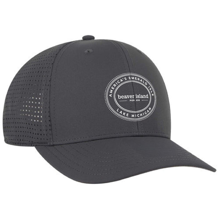 Custom OVAL OTTO CAP Polyester Pongee Perforated 6 Panel Mid Profile Baseball Cap