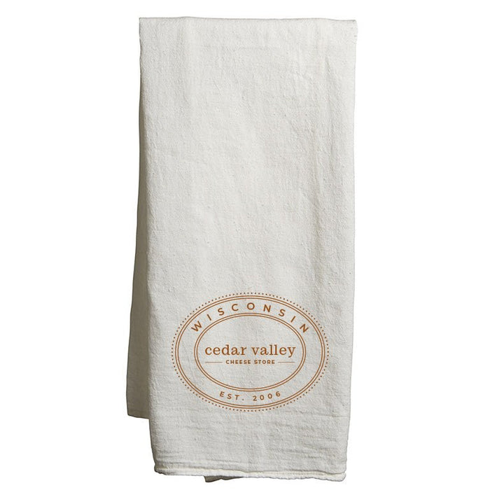 Custom  OVAL Flour Sack Tea Towel - White