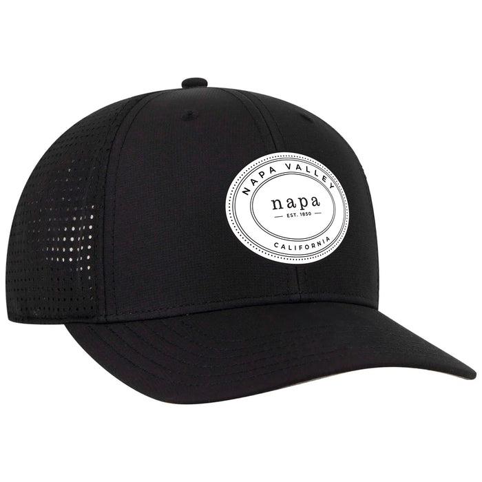 Custom OVAL OTTO CAP Polyester Pongee Perforated 6 Panel Mid Profile Baseball Cap