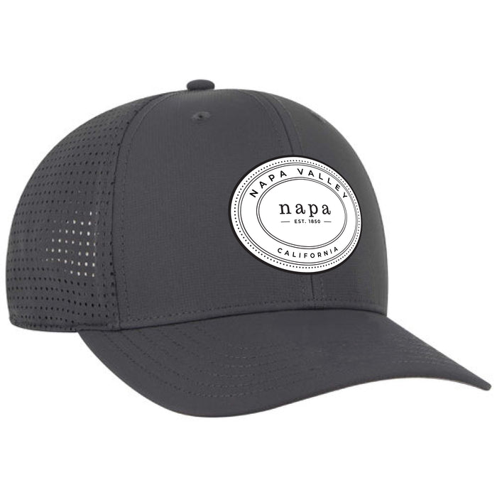 Custom OVAL OTTO CAP Polyester Pongee Perforated 6 Panel Mid Profile Baseball Cap
